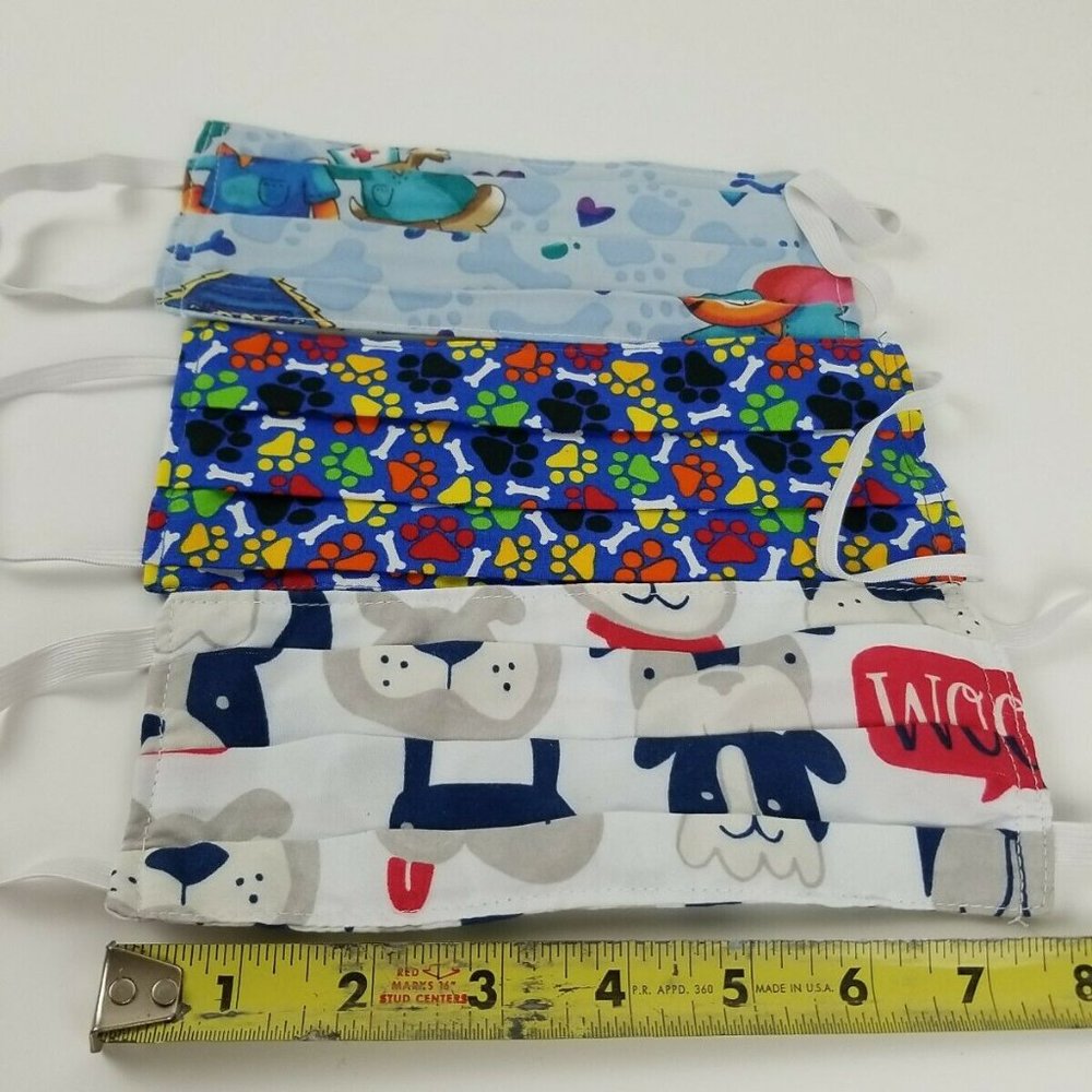 3 Dog Cat Face Mask Coverings Washable Handmade